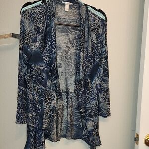 Dressbarn Blue and Gray Knit Cardigan